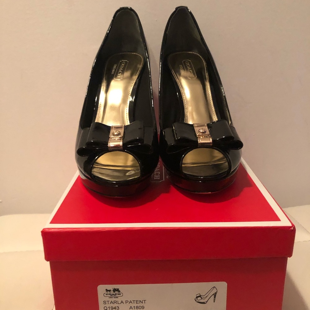 Coach patent leather heels. Never worn. Size 8
